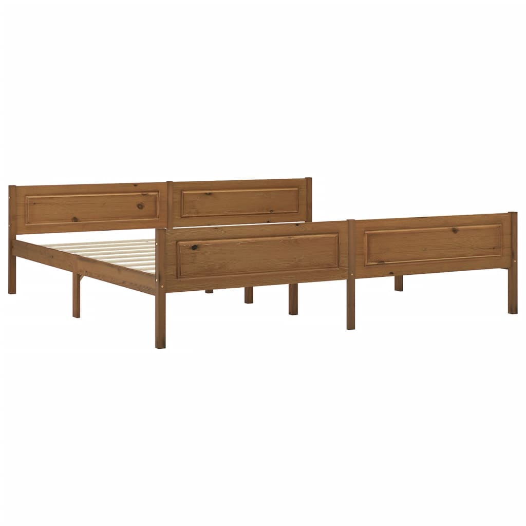 Sengeramme heltre furu honningbrun 200x200 cm