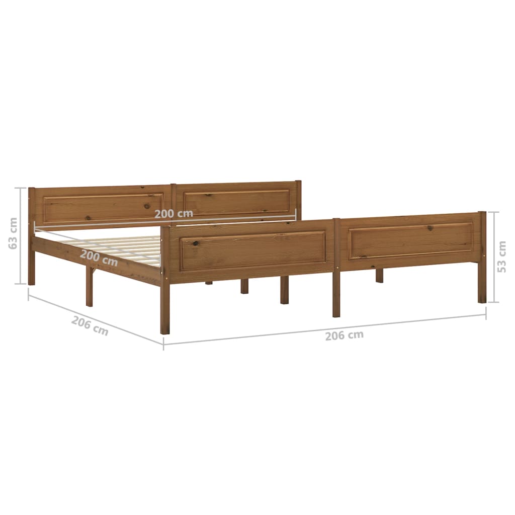 Sengeramme heltre furu honningbrun 200x200 cm