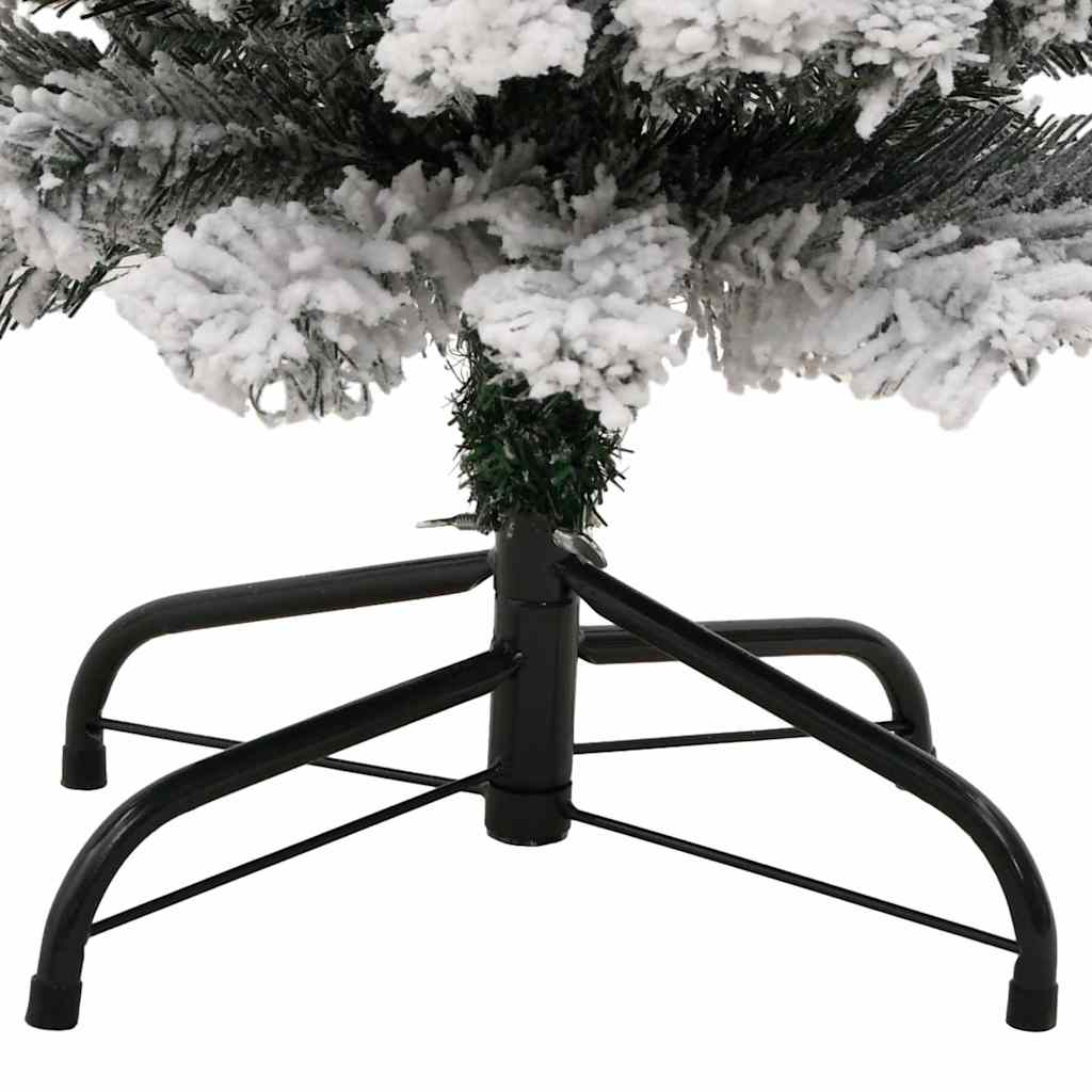 Slankt kunstig juletre med flokket snø grønn 120 cm PVC
