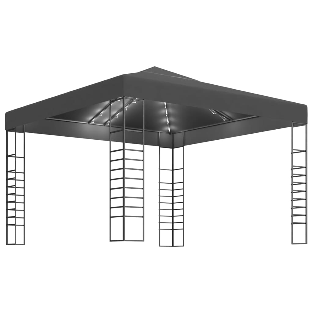 Hagepaviljong med LED-lysslynge 3x3 m antrasitt