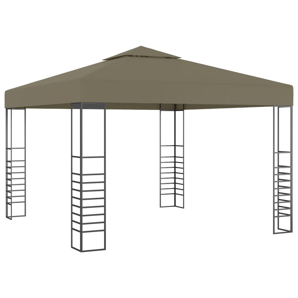 Hagepaviljong med LED-lysslynge 3x3 m gråbrun