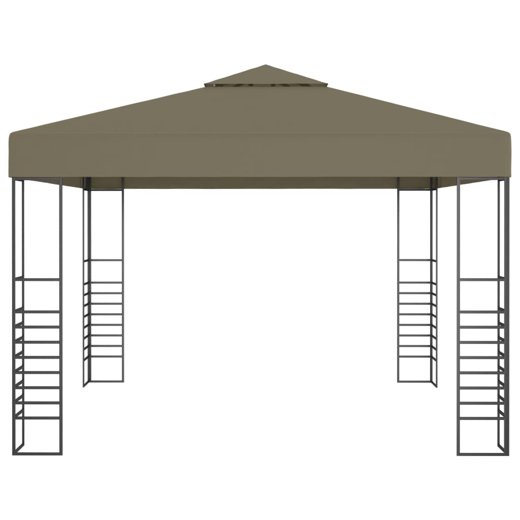 Hagepaviljong med LED-lysslynge 3x3 m gråbrun