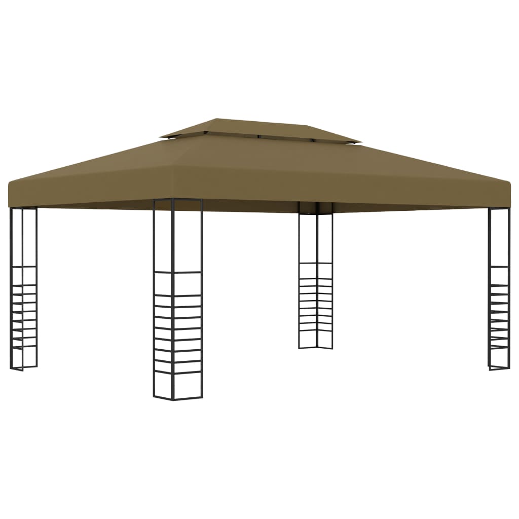 Paviljong med LED-lysslynge 3x4 m gråbrun