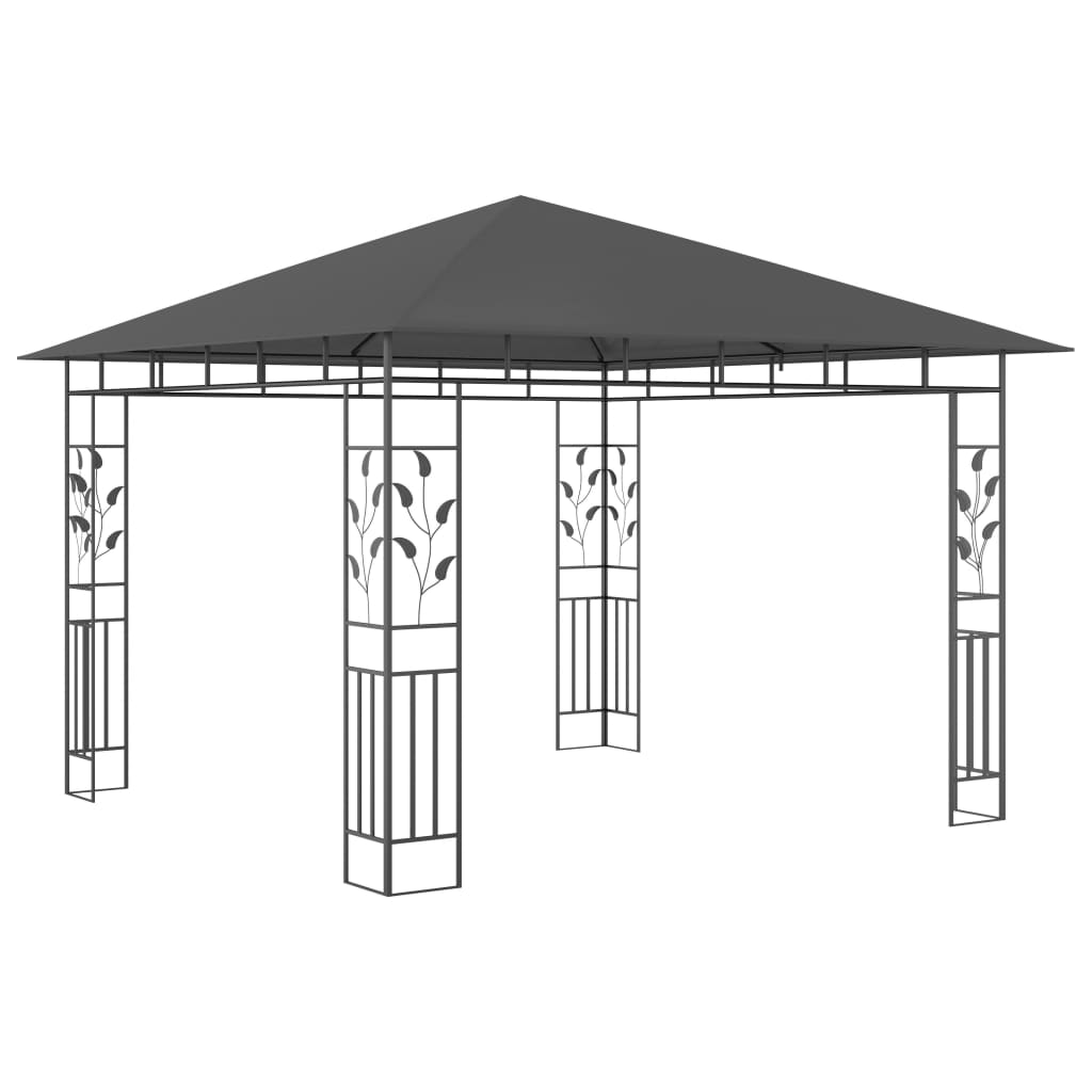 Paviljong med myggnett og LED-lysslynge 3x3x2,73 m antrasitt