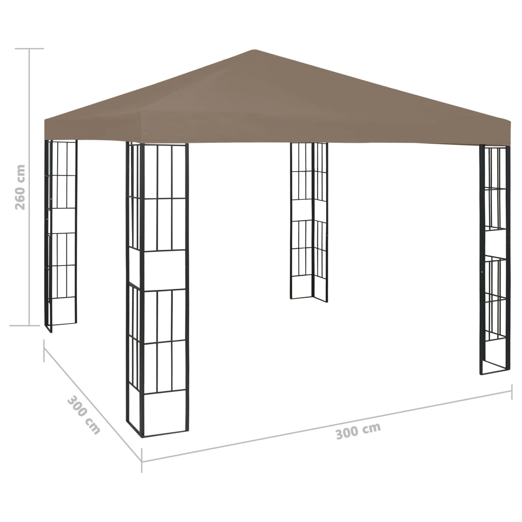 Paviljong med LED-lysslynge 3x3 m gråbrun