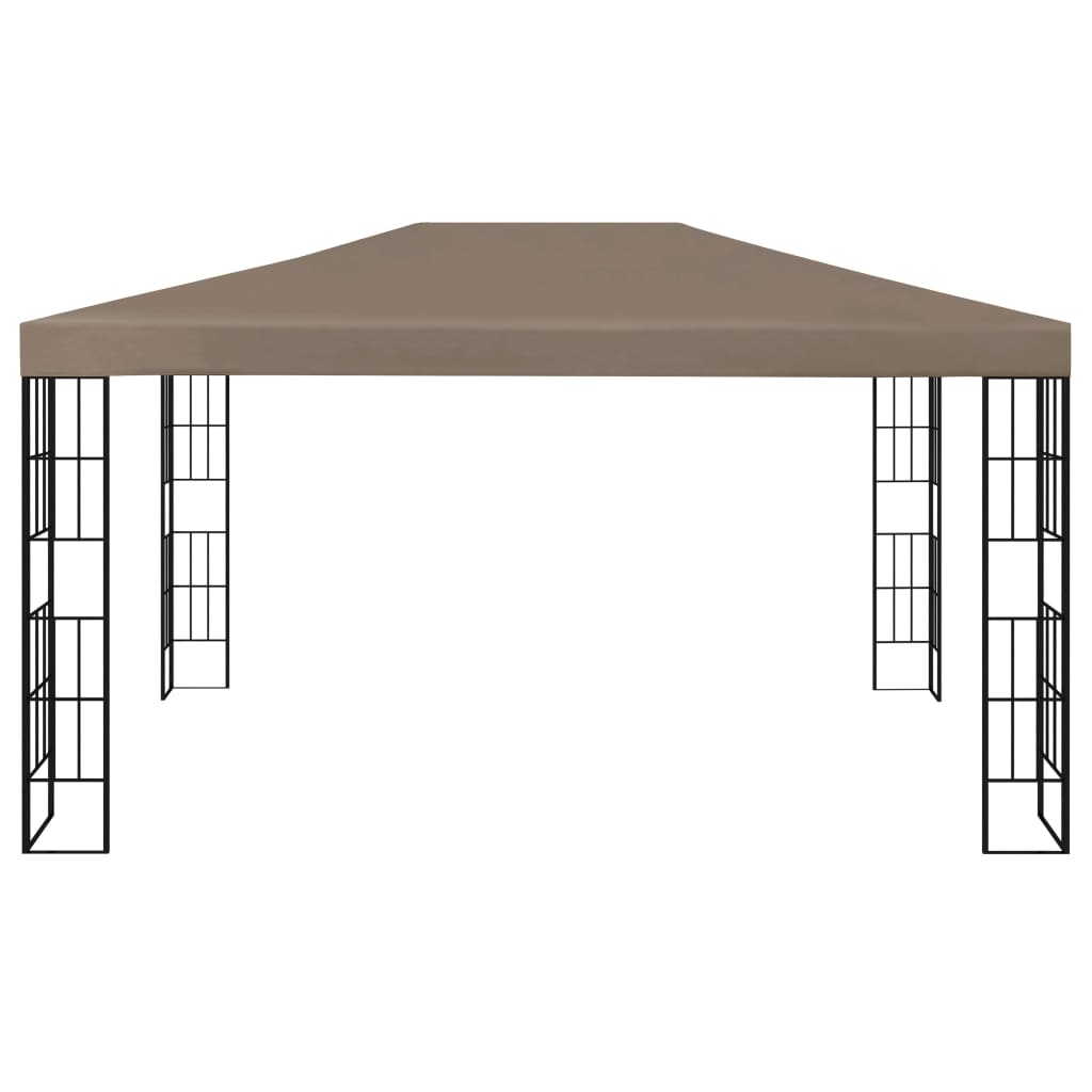 Paviljong med LED-lysslynge 4x3 m gråbrun