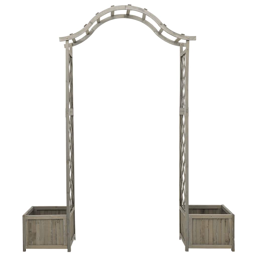 Hagepergola med blomsterkasse grå heltre gran