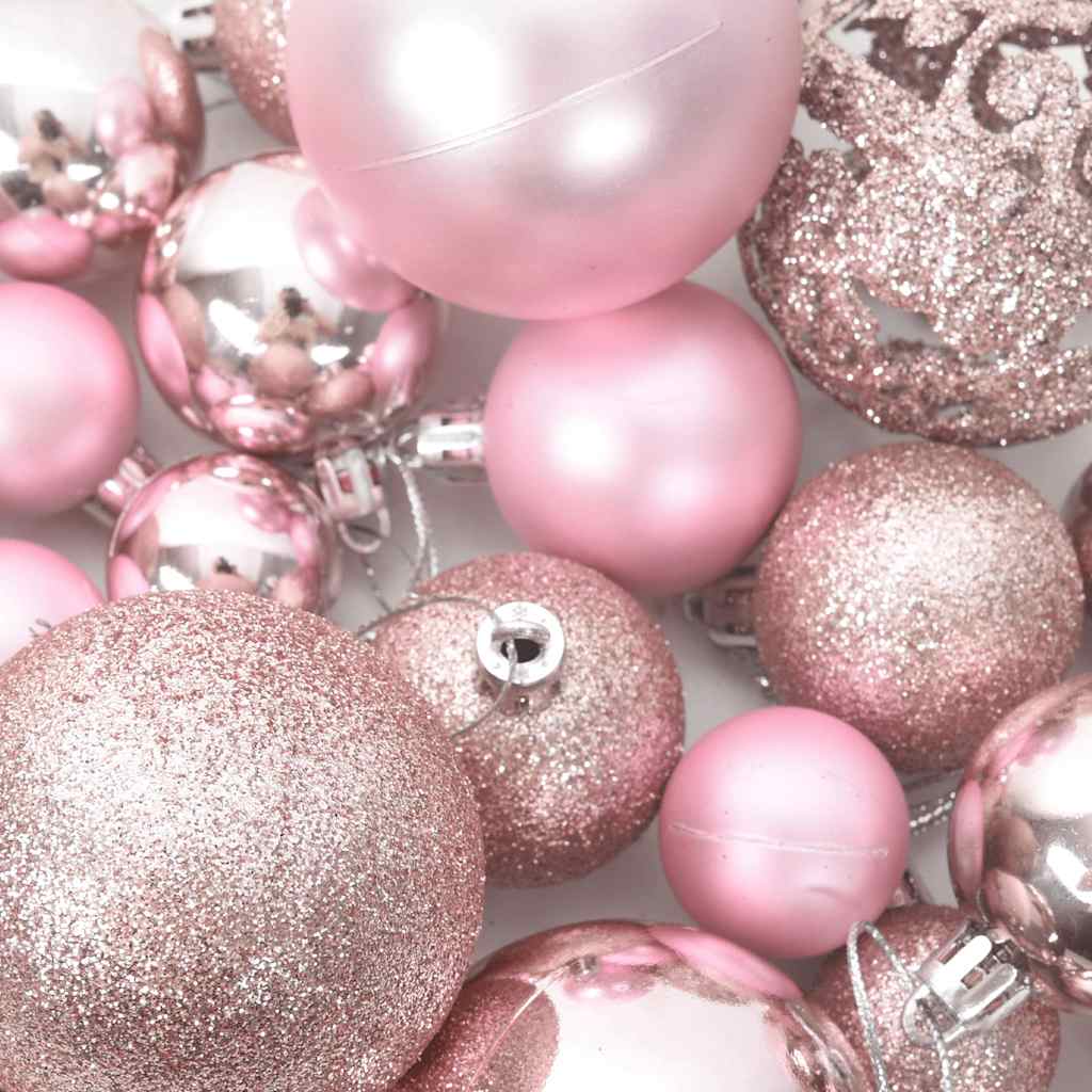 Julekulesett 100 deler rosa