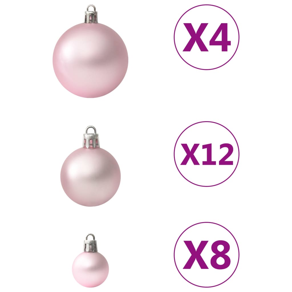 Julekulesett 100 deler rosa