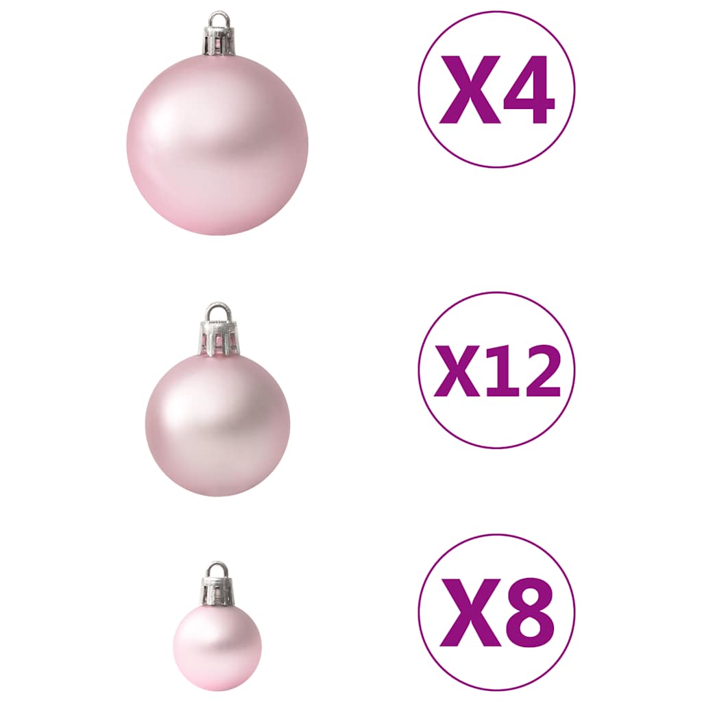 Julekulesett 100 deler rosa
