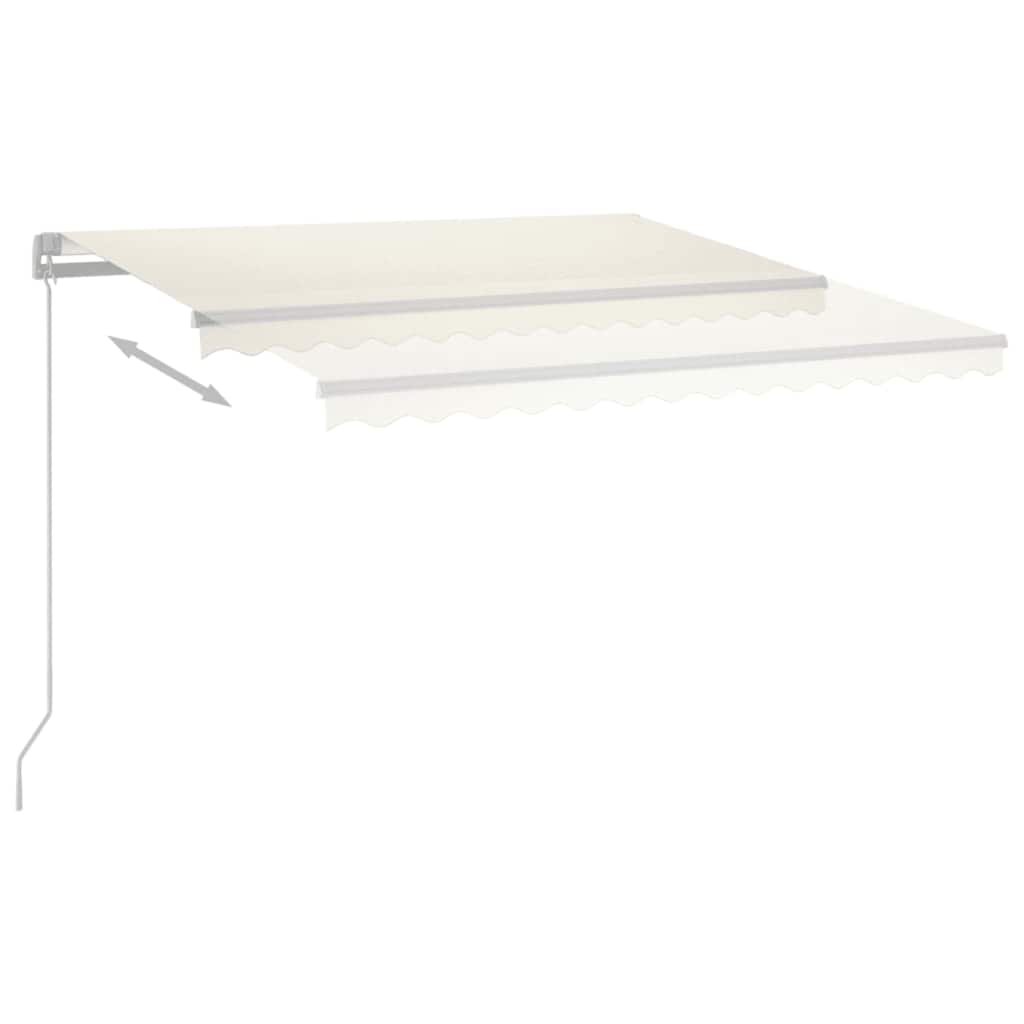 Manuell uttrekkbar markise med LED 400x300 cm kremhvit