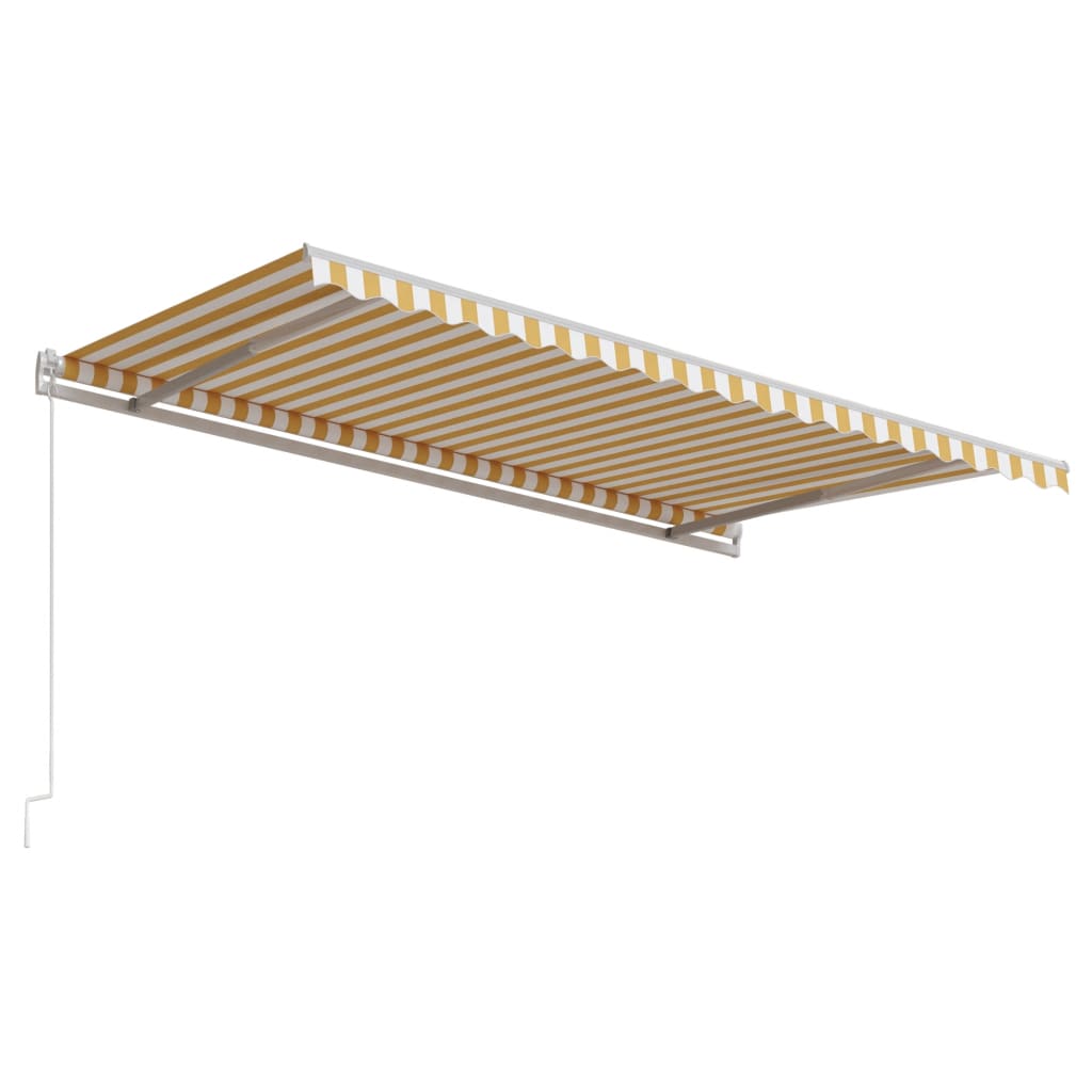 Automatisk uttrekkbar markise 450x300 cm gul og hvit