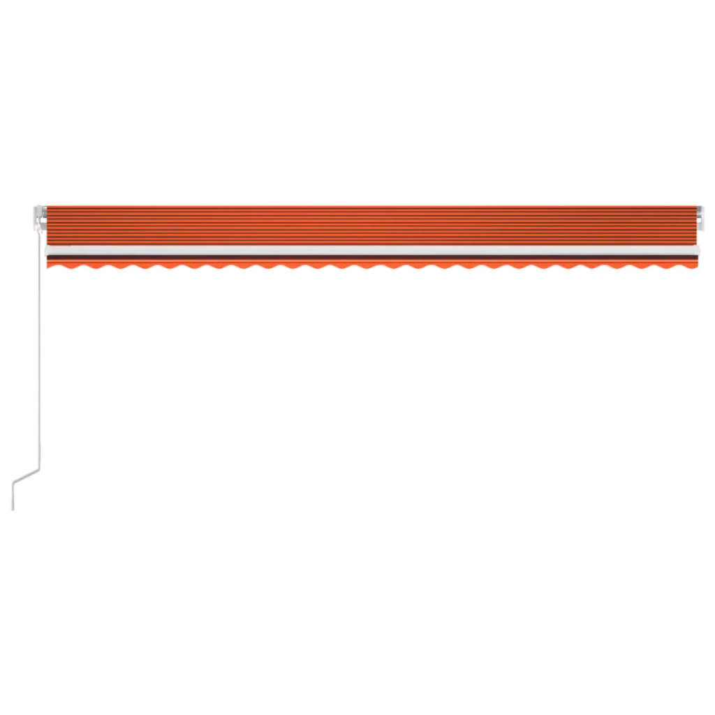 Manuell uttrekkbar markise med LED 600x300 cm oransje og brun