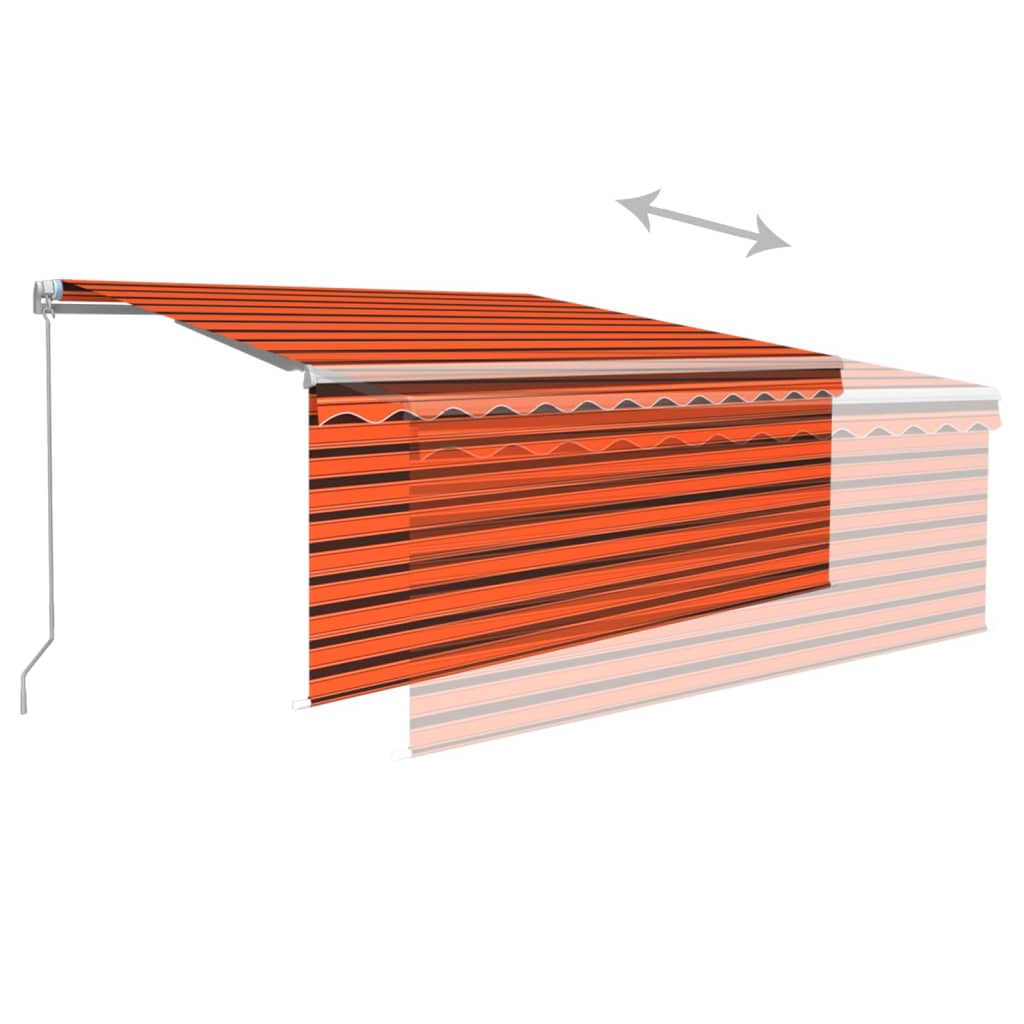 Manuell uttrekkbar markise rullegardin&LED 3x2,5m oransje brun