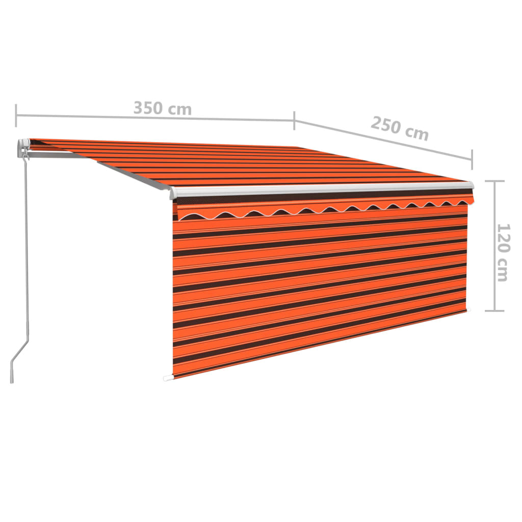 Manuell uttrekkbar markise rullegardin 3,5x2,5 m oransje&brun