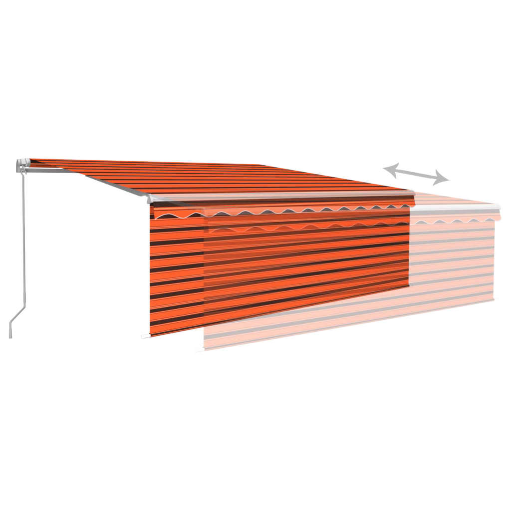 Manuell uttrekkbar markise med rullegardin 4x3 m oransje brun
