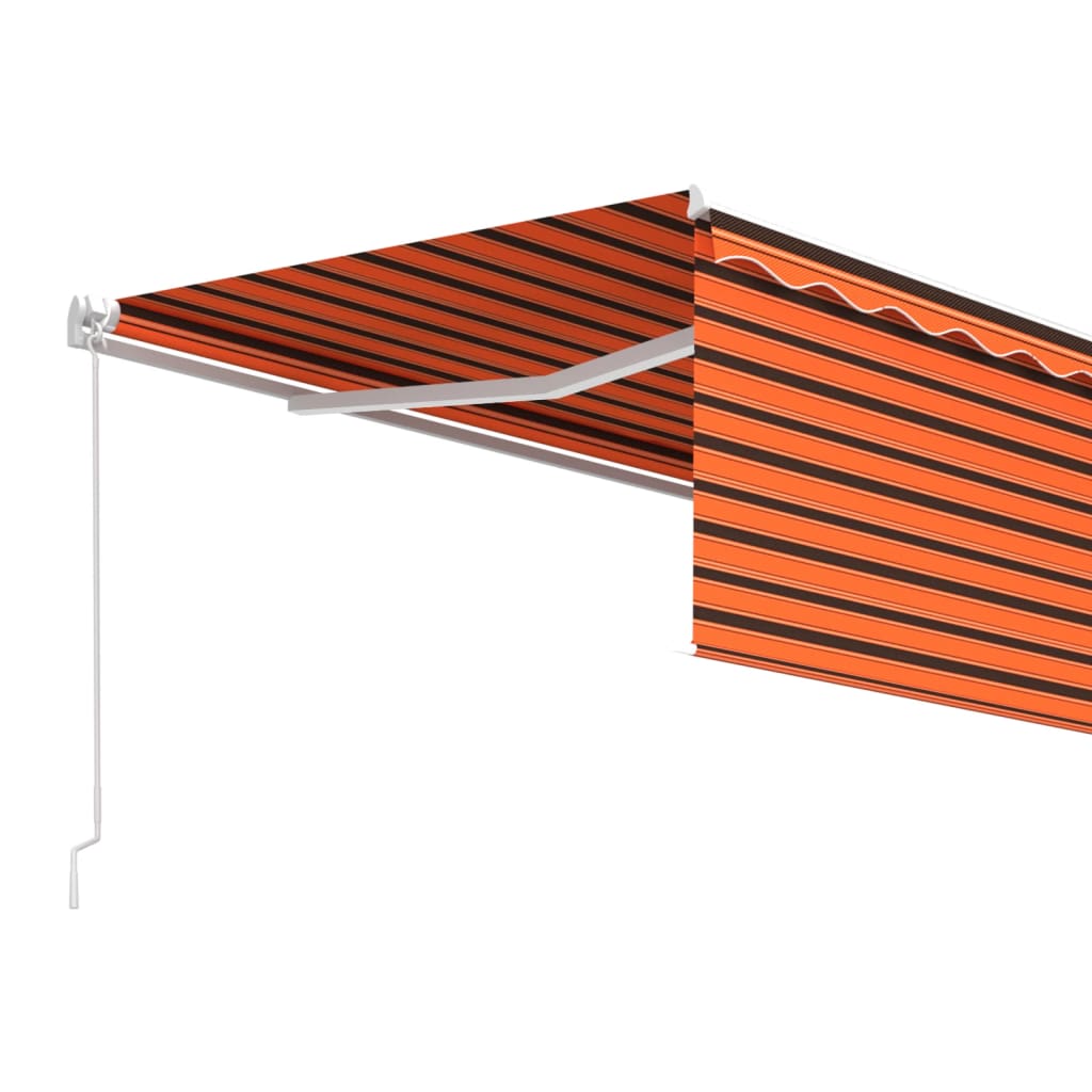 Manuell uttrekkbar markise med rullegardin 4x3 m oransje brun