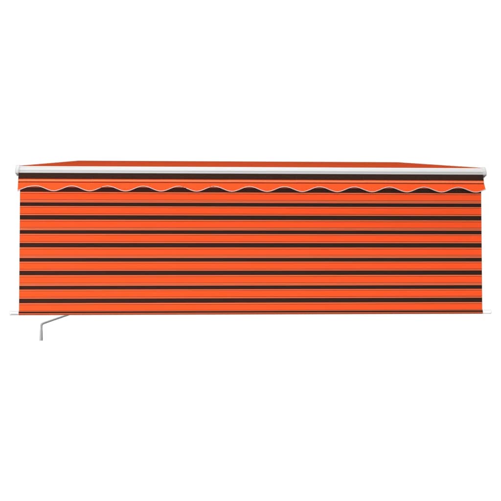 Manuell uttrekkbar markise rullegardin LED 4x3 m oransje brun