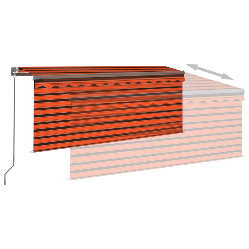 Manuell uttrekkbar markise rullegardin&LED 3x2,5m oransje brun