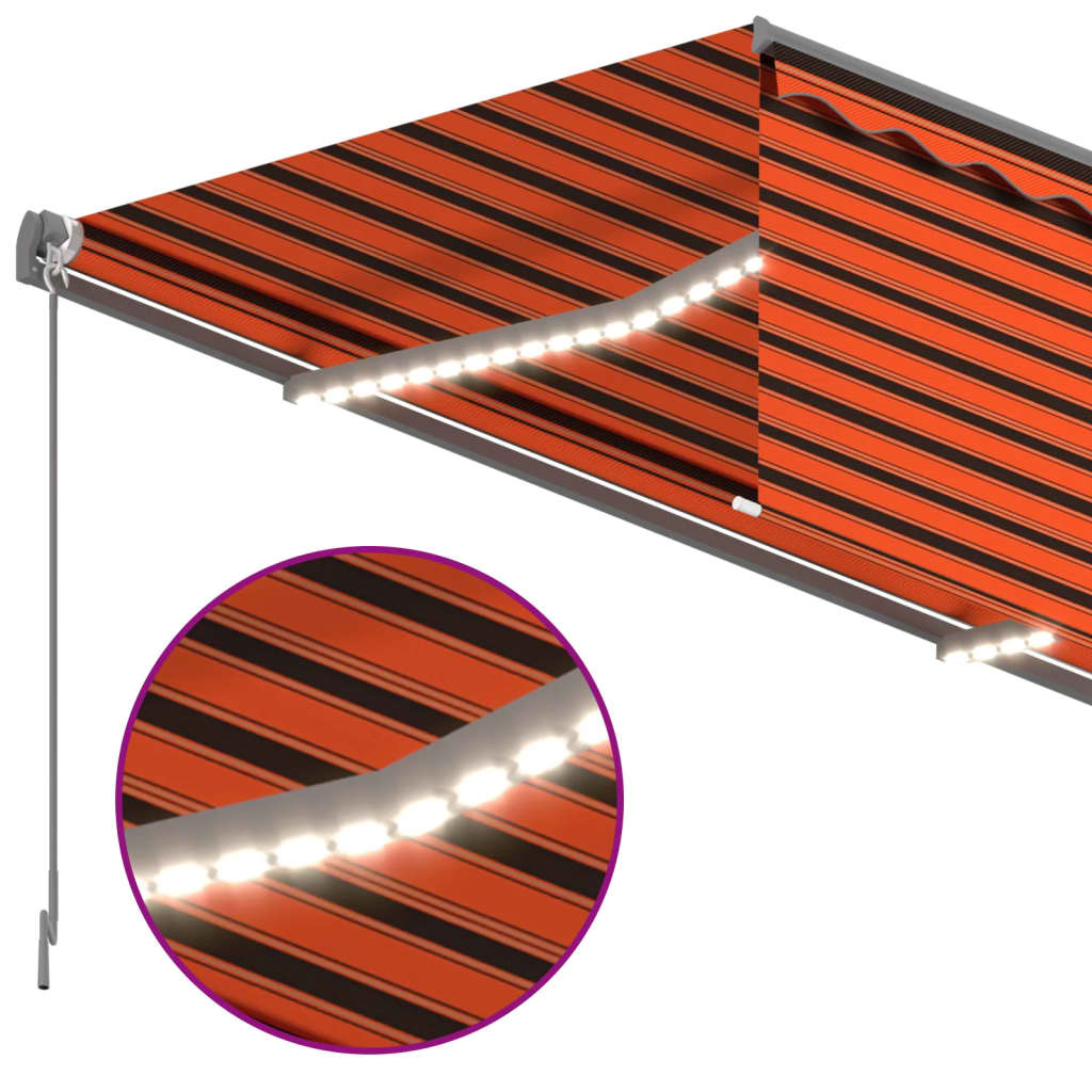 Manuell uttrekkbar markise rullegardin&LED 3x2,5m oransje brun