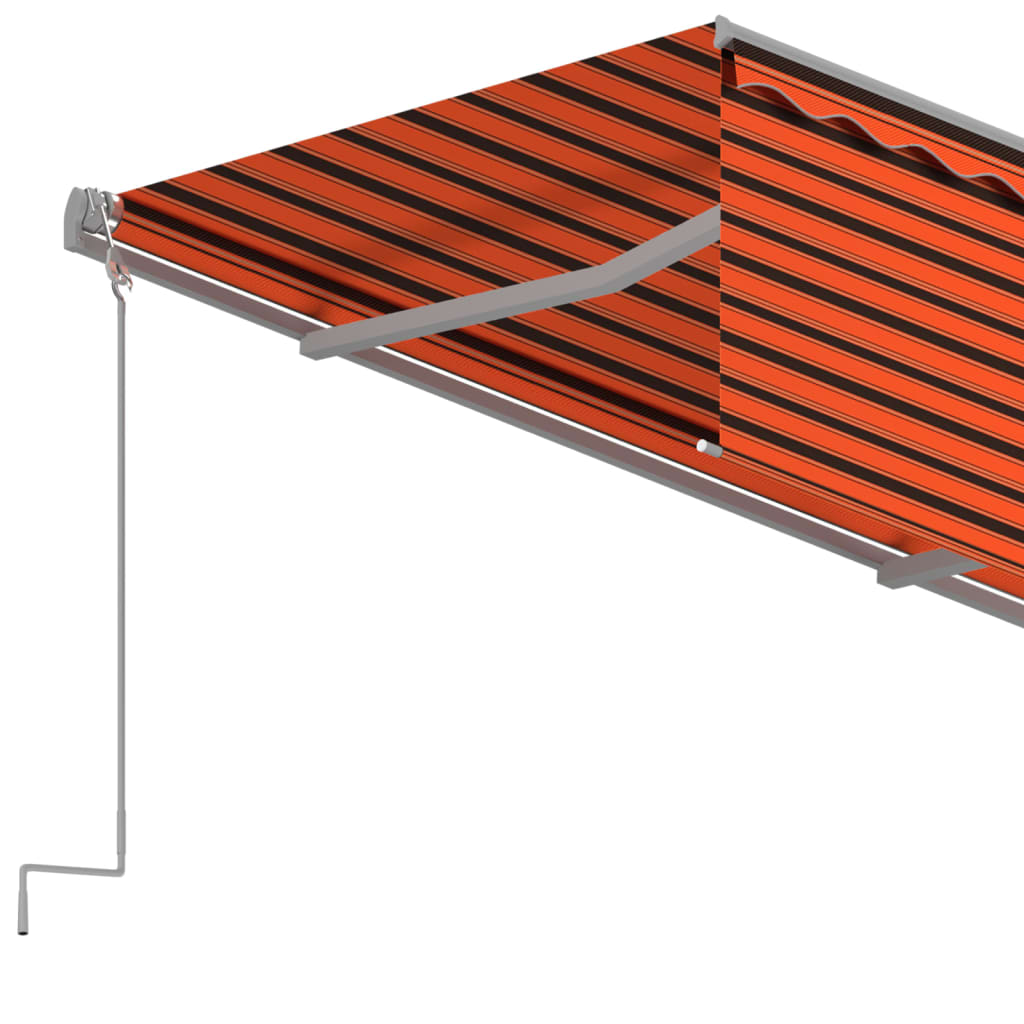Manuell uttrekkbar markise med rullegardin 4x3 m oransje brun