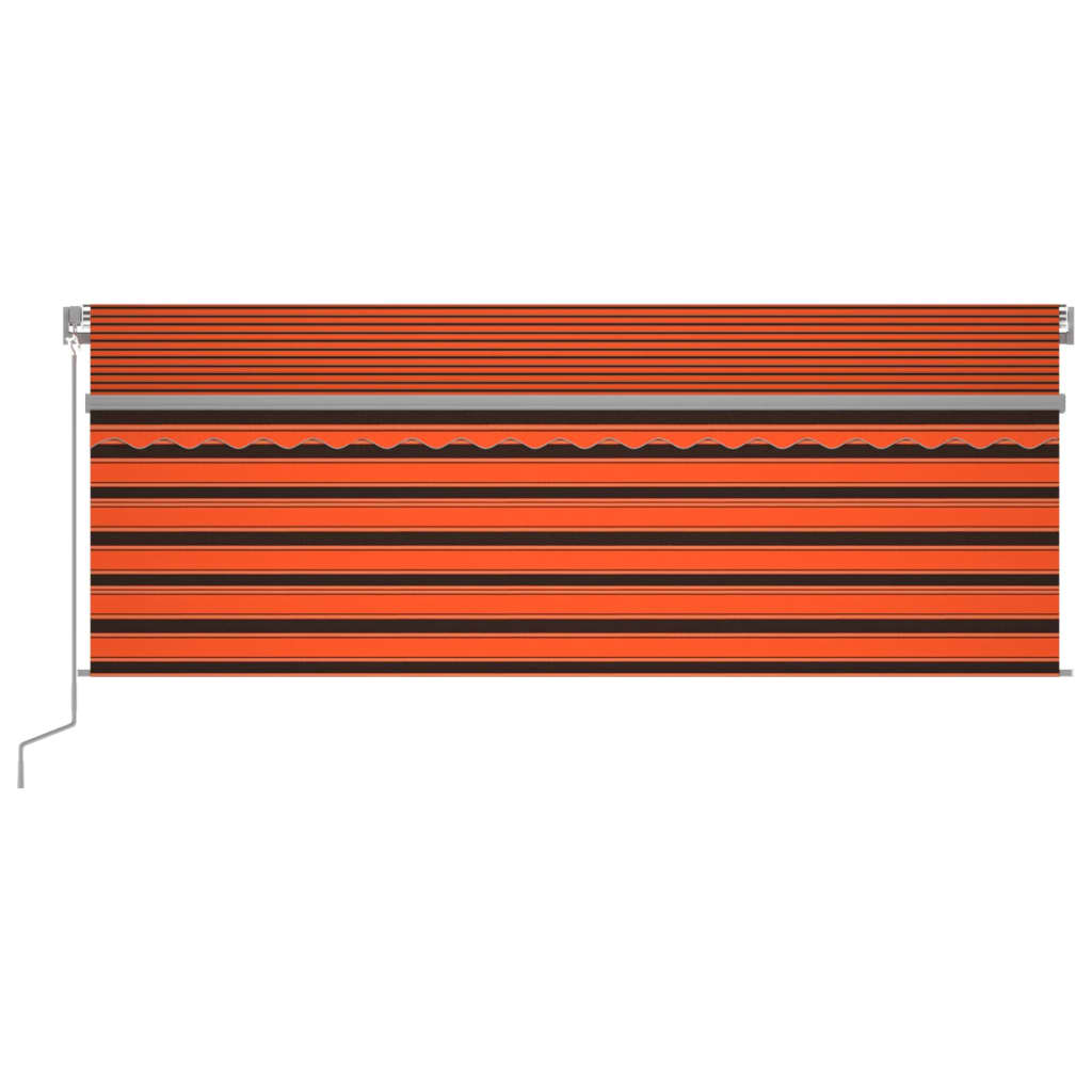 Manuell uttrekkbar markise rullegardin LED 4,5x3 m oransje brun