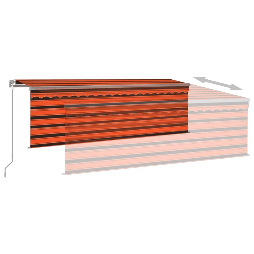 Manuell uttrekkbar markise rullegardin LED 4,5x3 m oransje brun