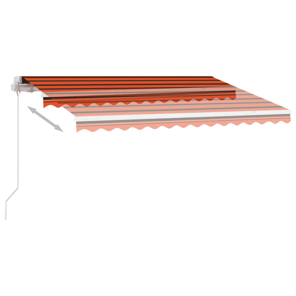 Manuell uttrekkbar markise med LED 300x250 cm oransje og brun
