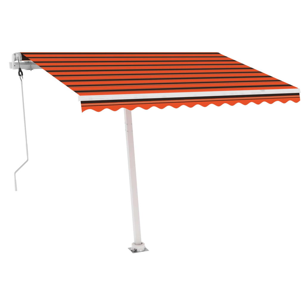 Frittstående automatisk markise 300x250 cm oransje og brun