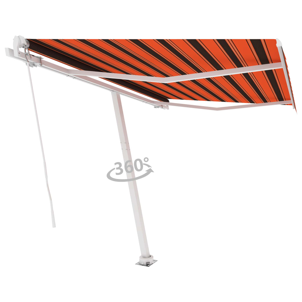Frittstående manuell uttrekkbar markise 350x250 cm oransje/brun