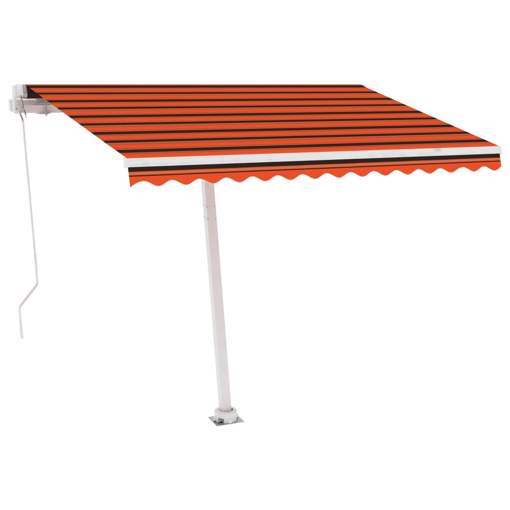 Frittstående manuell uttrekkbar markise 350x250 cm oransje/brun