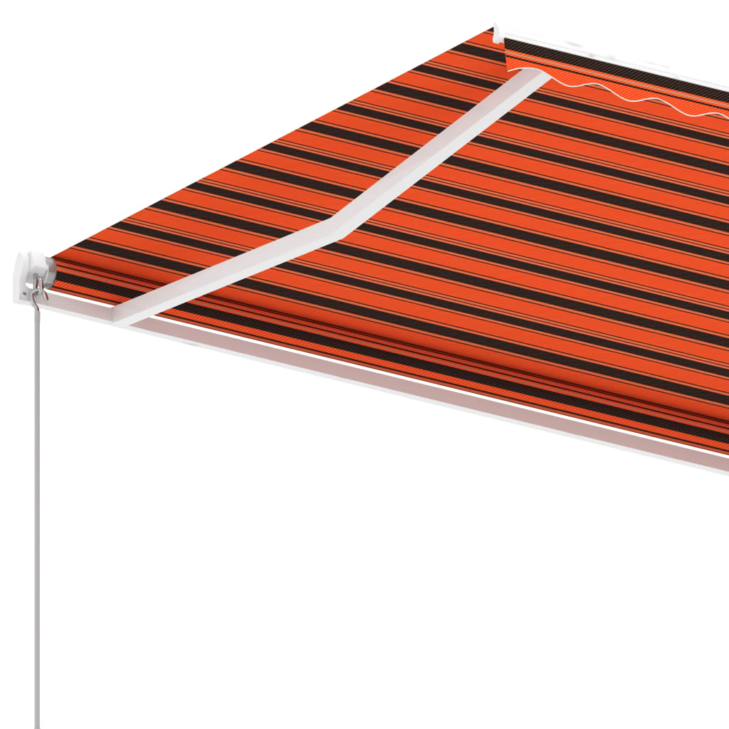 Frittstående manuell uttrekkbar markise 350x250 cm oransje/brun