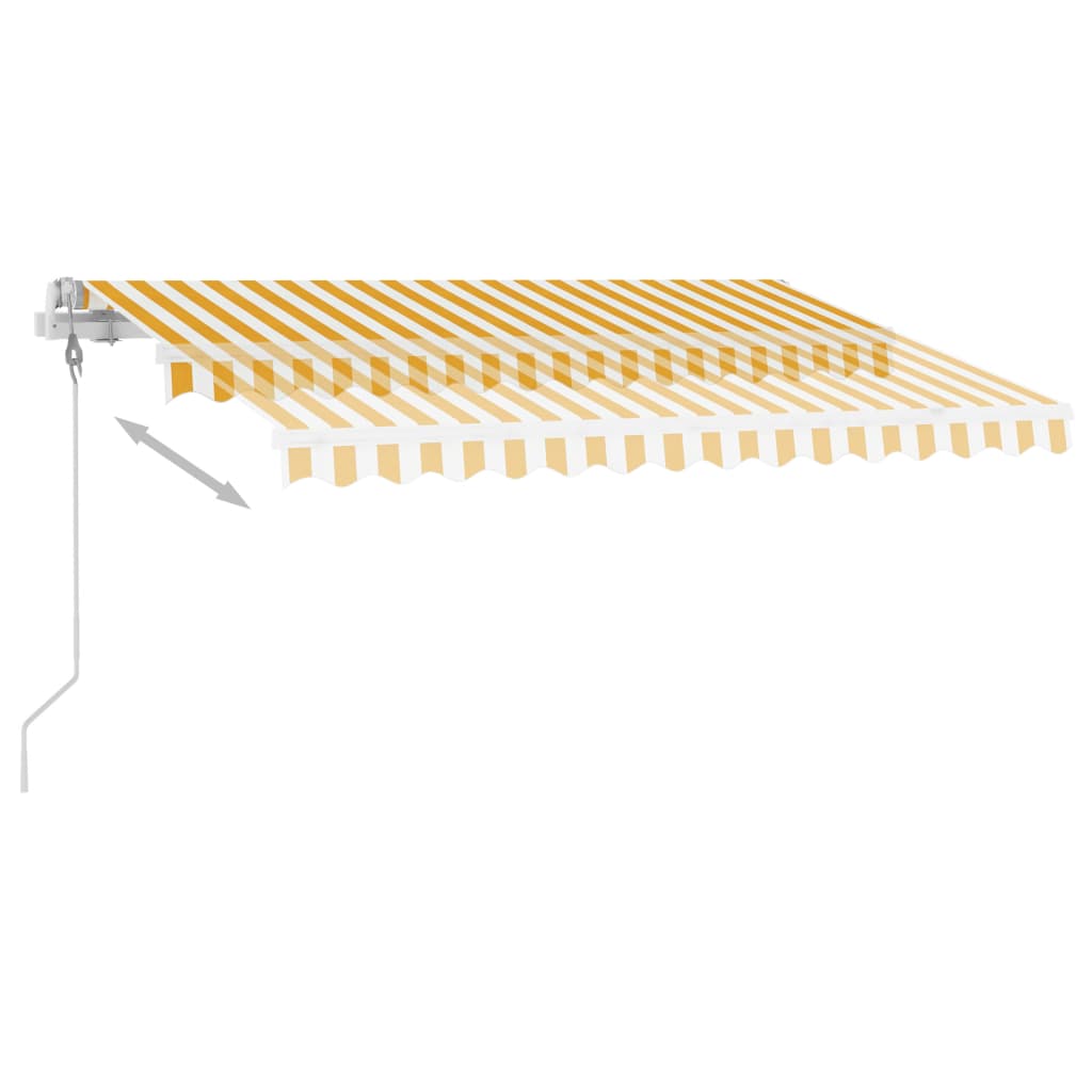 Frittstående automatisk markise 350x250 cm gul og hvit