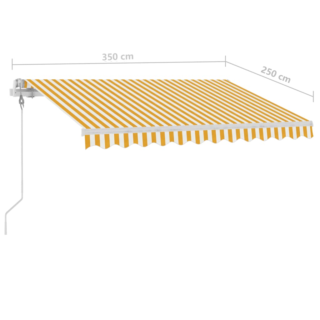 Frittstående automatisk markise 350x250 cm gul og hvit