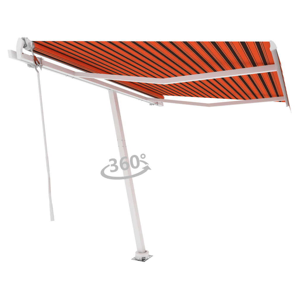 Frittstående automatisk markise 350x250 cm oransje og brun