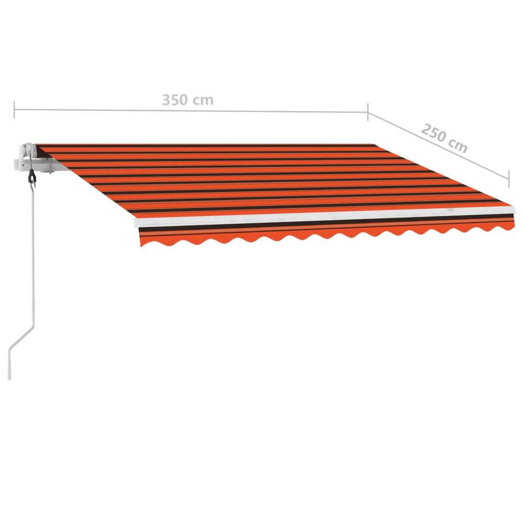 Frittstående automatisk markise 350x250 cm oransje og brun