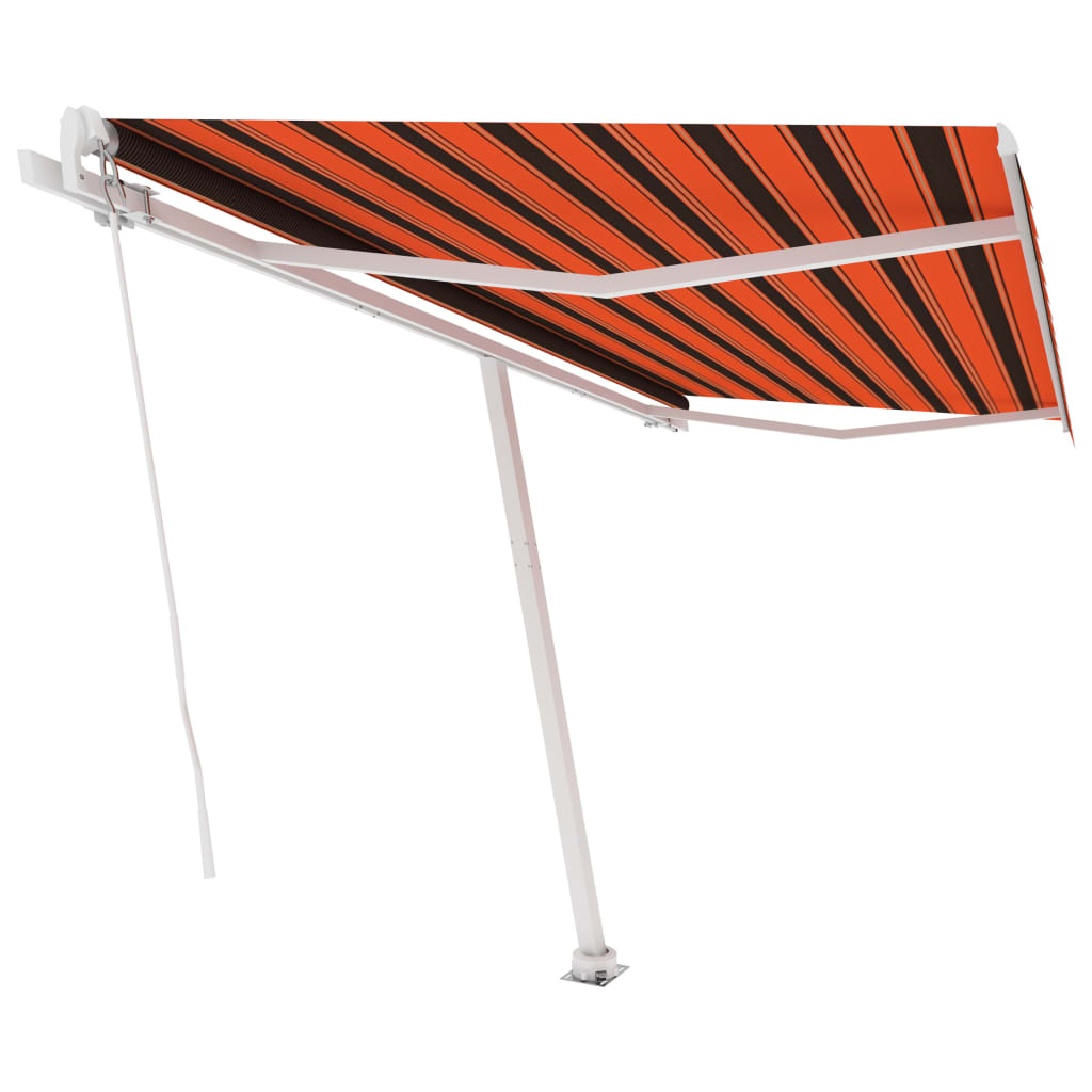 Frittstående manuell uttrekkbar markise 400x300 cm oransje/brun
