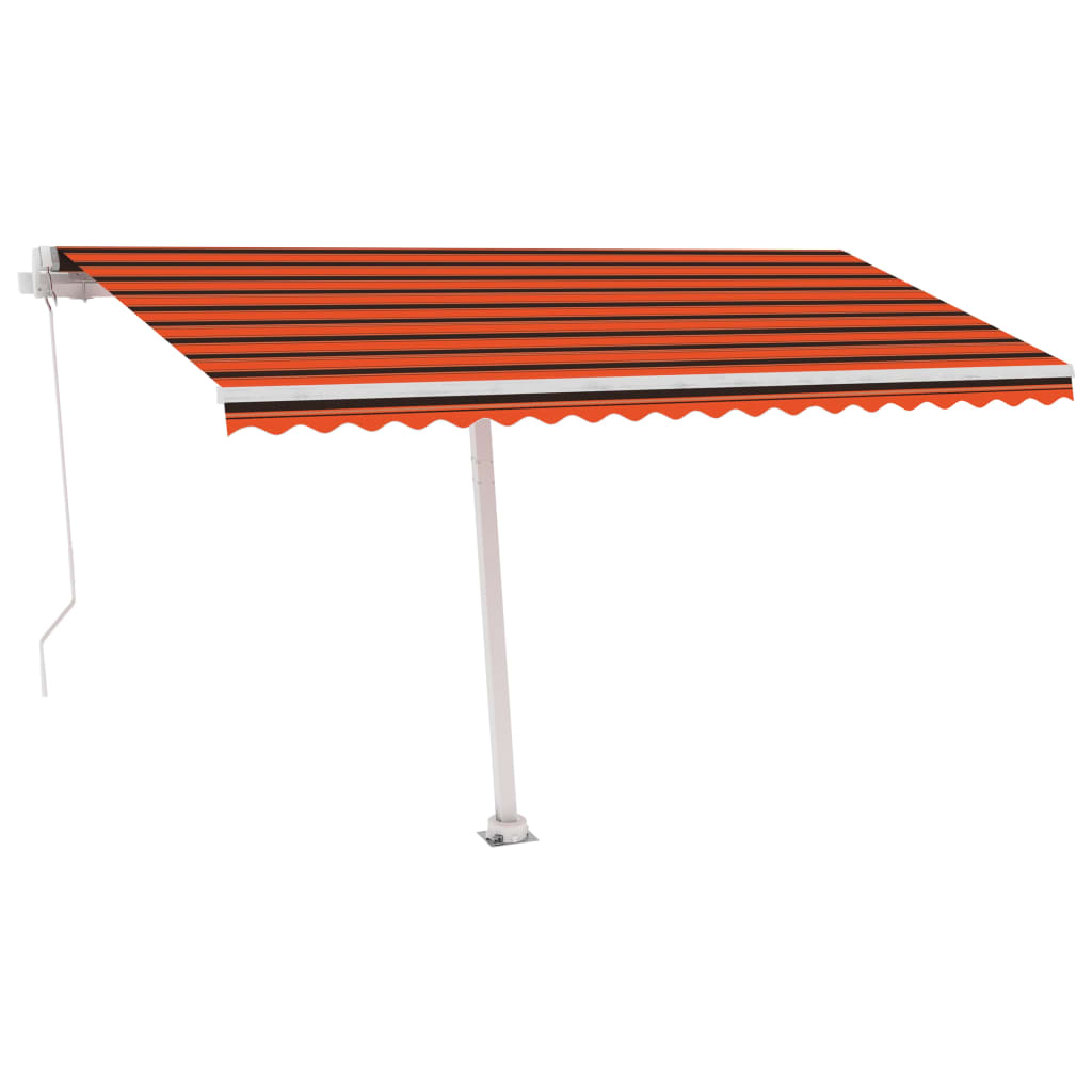 Frittstående manuell uttrekkbar markise 400x300 cm oransje/brun