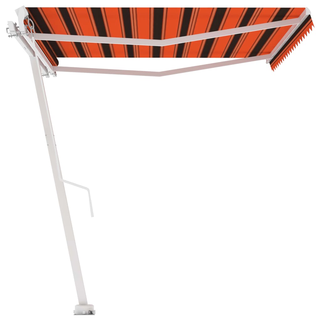 Frittstående manuell uttrekkbar markise 400x300 cm oransje/brun