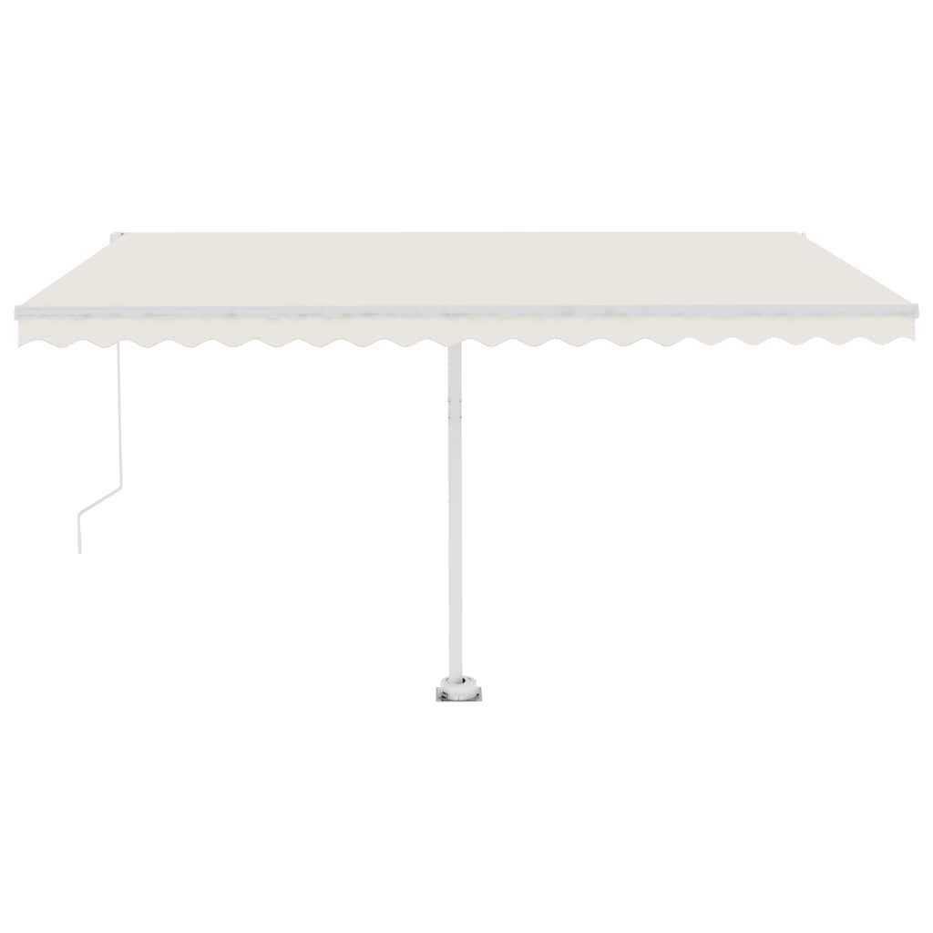 Manuell uttrekkbar markise med LED 400x300 cm kremhvit