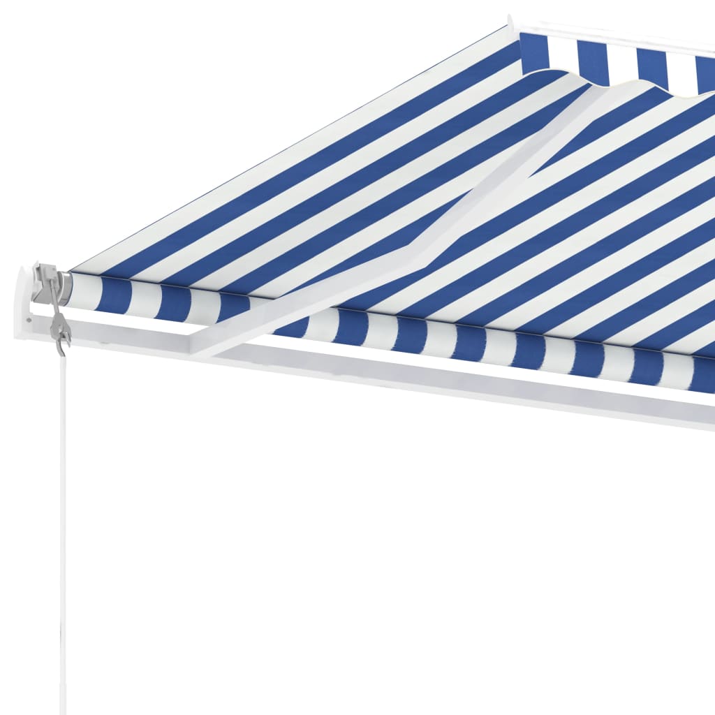 Frittstående automatisk markise 450x300cm blå og hvit