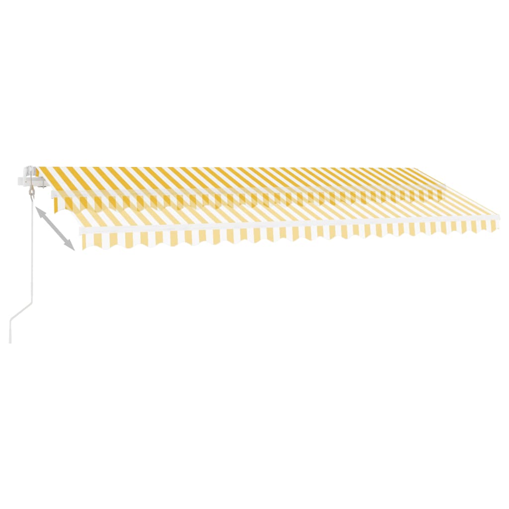 Frittstående automatisk markise 500x300cm gul og hvit