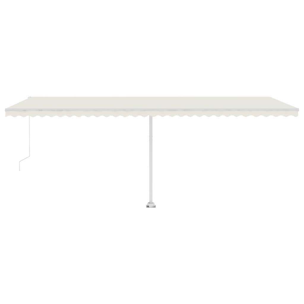 Manuell uttrekkbar markise med LED 600x300 cm kremhvit