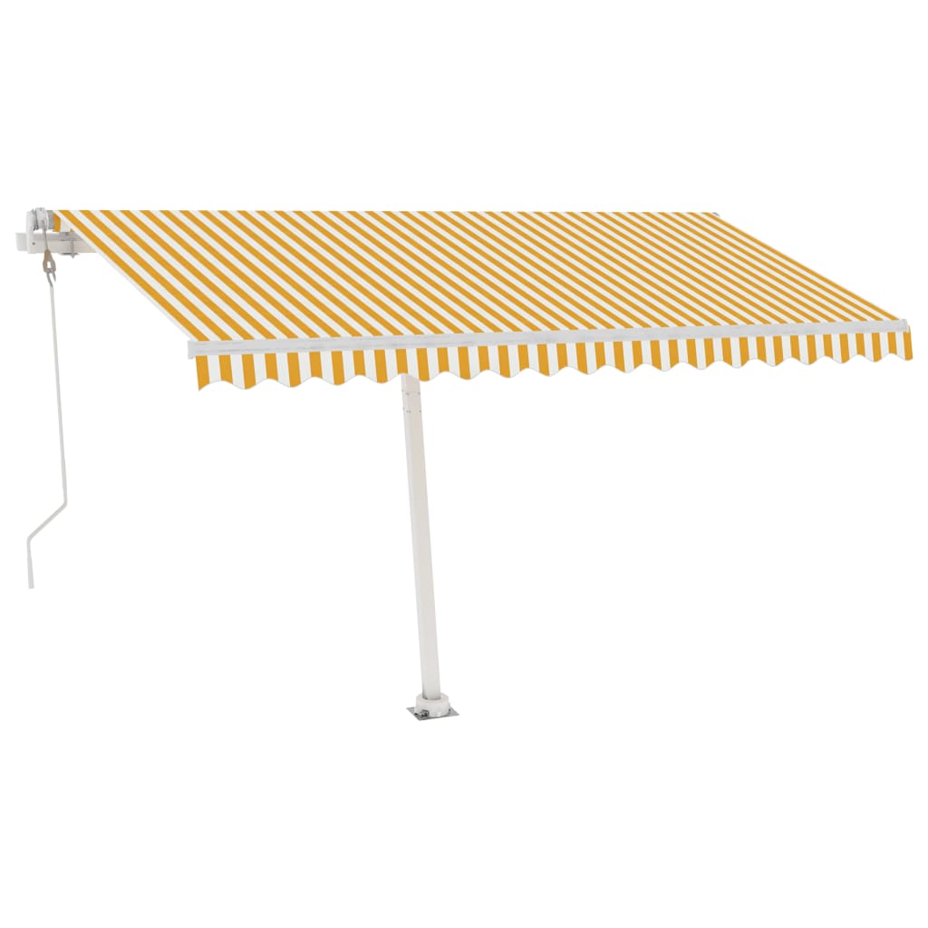 Frittstående automatisk markise 400x350cm gul og hvit