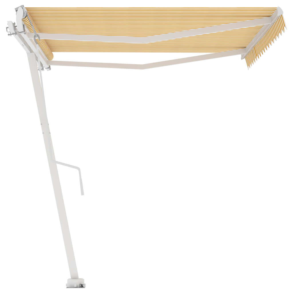 Frittstående automatisk markise 400x350cm gul og hvit