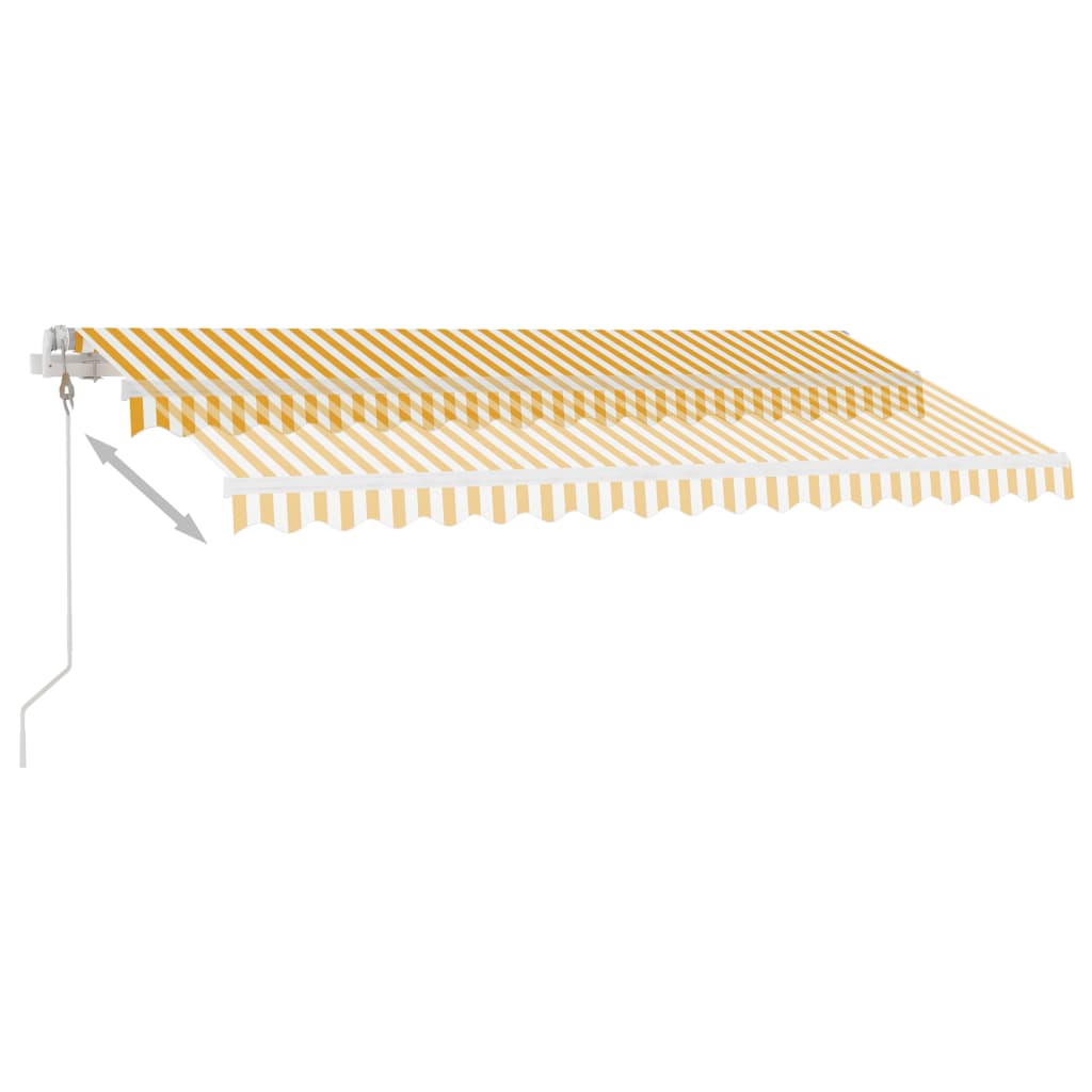Frittstående automatisk markise 400x350cm gul og hvit