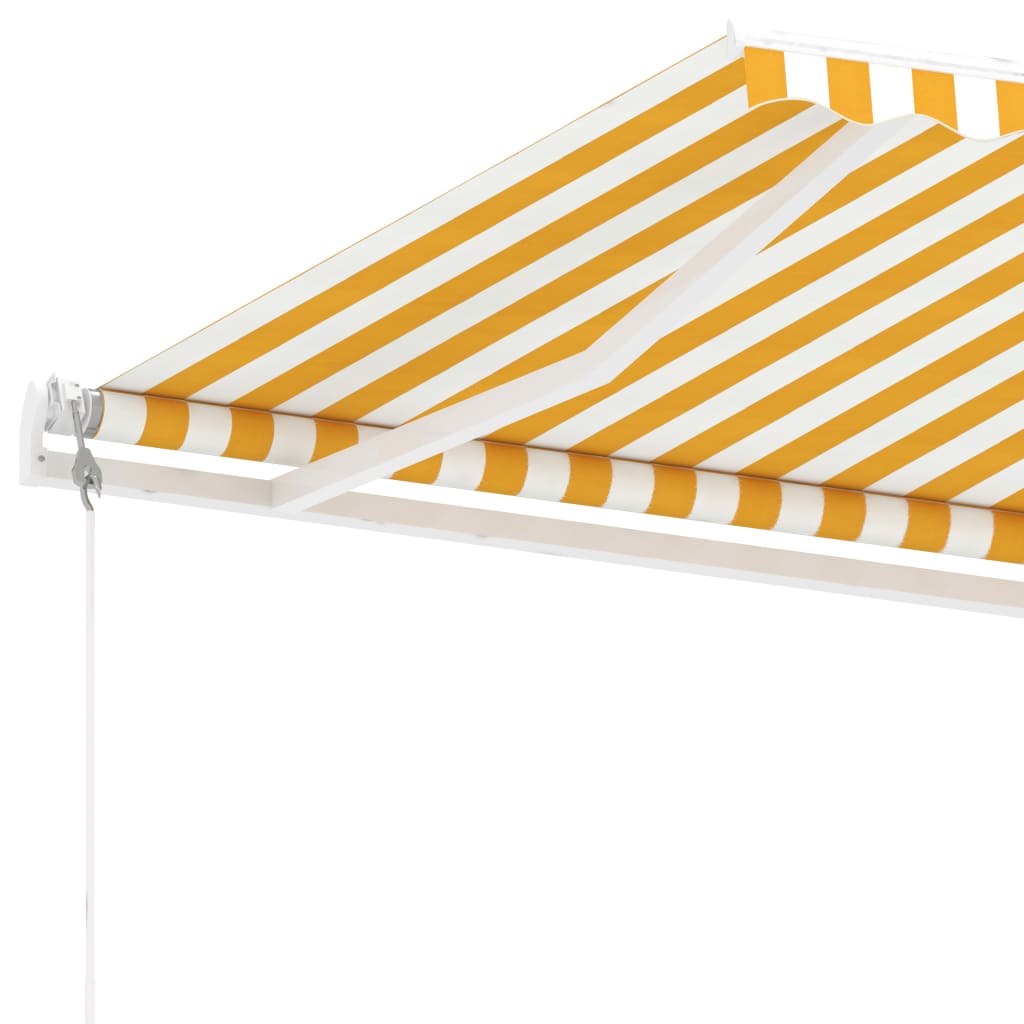 Frittstående automatisk markise 500x350cm gul og hvit