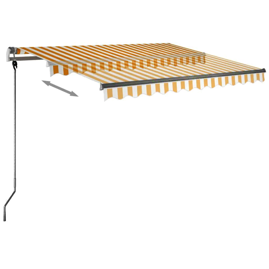 Manuell uttrekkbar markise med LED 300x250 cm gul og hvit