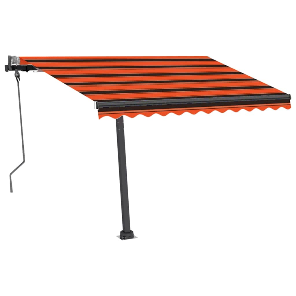 Manuell uttrekkbar markise med LED 300x250 cm oransje og brun