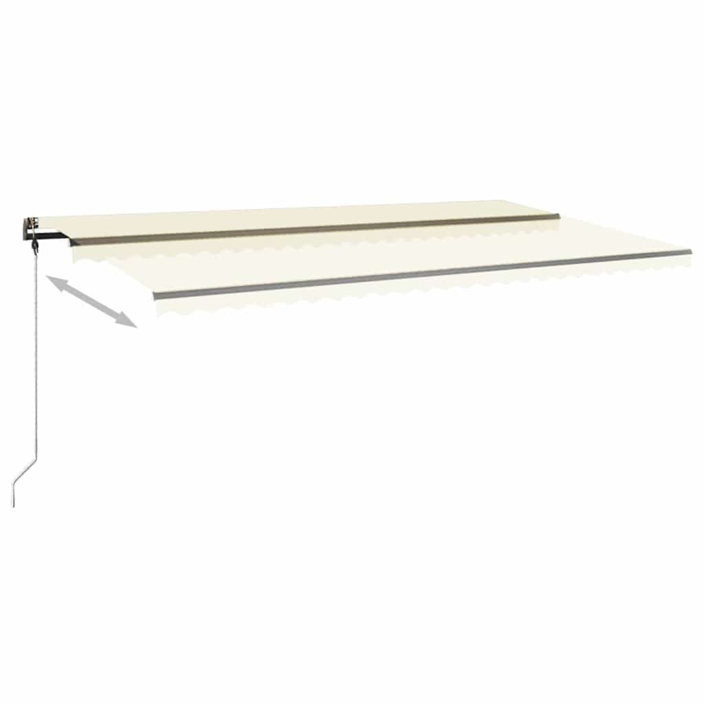 Manuell uttrekkbar markise med LED 600x300 cm kremhvit